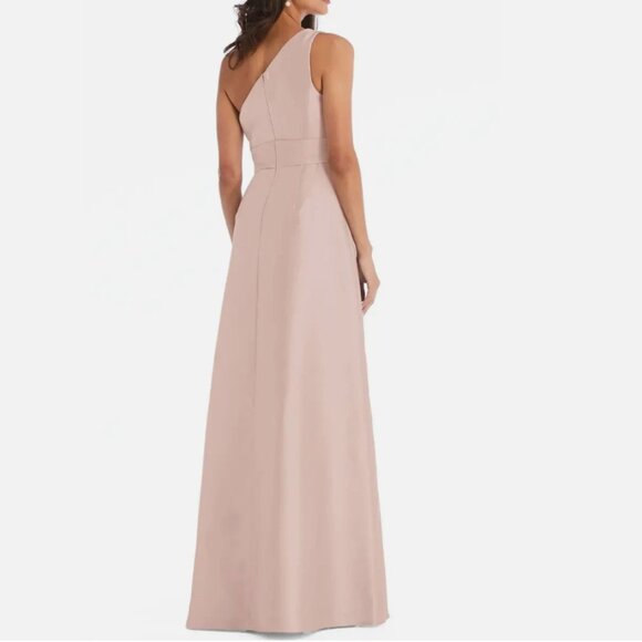 Alfred Sung D815S One-Shoulder A-Line Satin Gown – Size 2R ✨ - Picture 8 of 8